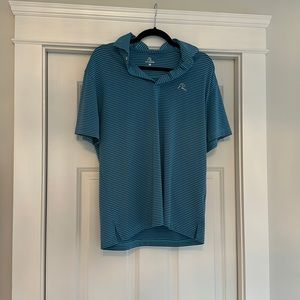 Rhoback Blue Striped Short Sleeve Polo Hoodie
